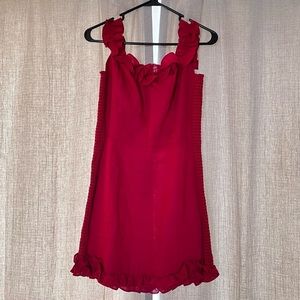 Reformation Mini Off Shoulder Ruched Linen Dress